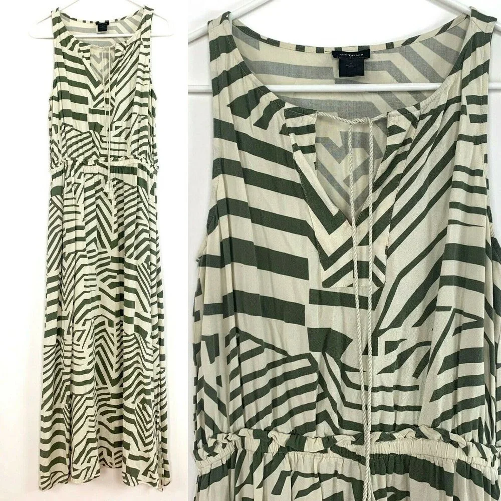 Ann Taylor Maxi Dress Small Geometric Print Long
